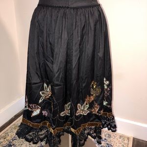 Gorgeous Sequined Midi Skirt with Velvet & Lace!